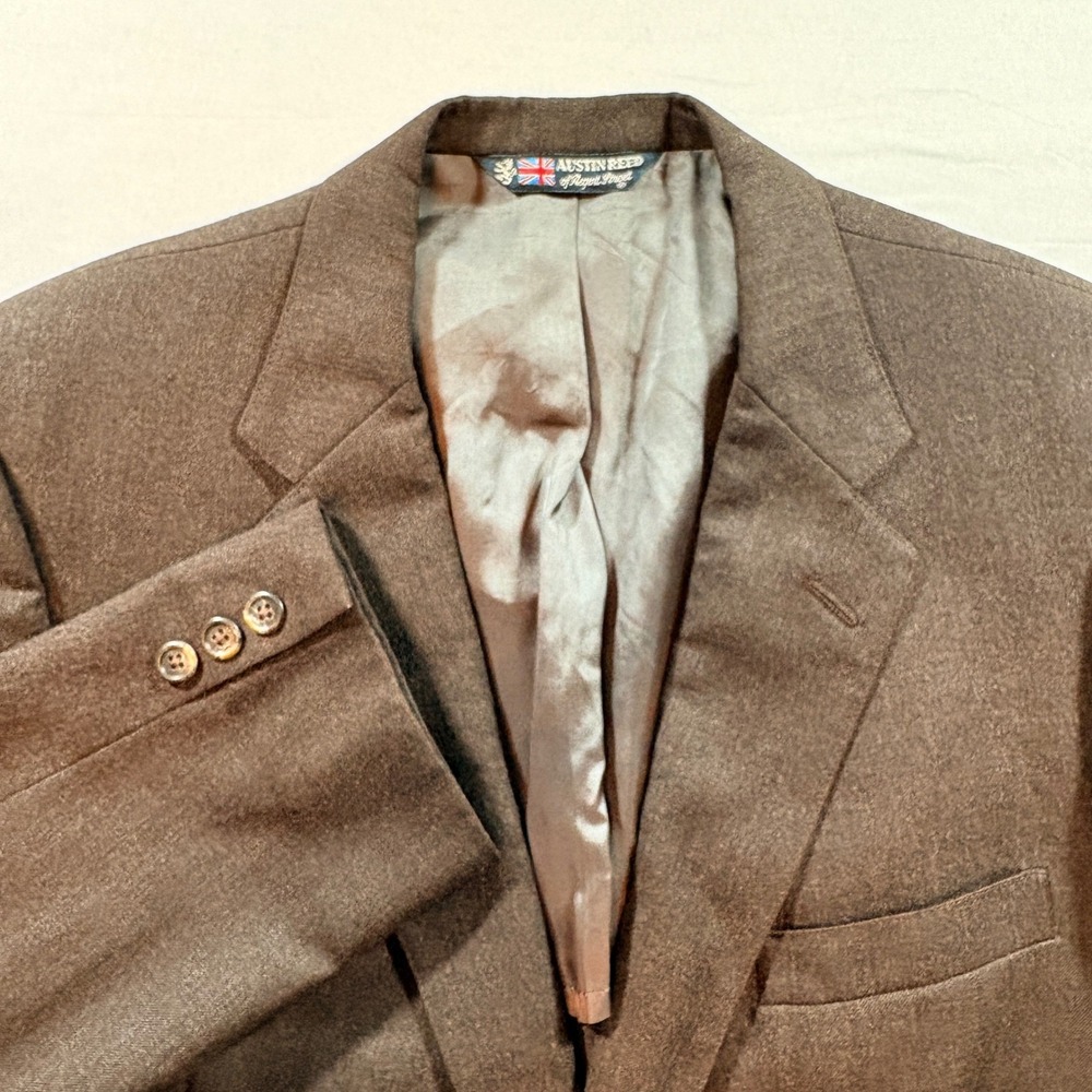 Austin Reed Wool Blazer Mens 40R Brown Sport Coat Two Button Regent Street USA